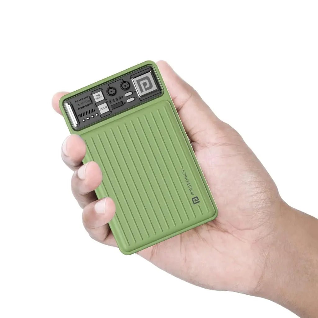 Portronics Luxcell Mini 10K 10000mAh Portable Power Bank with 22.5W Fast Charging Capability - Green