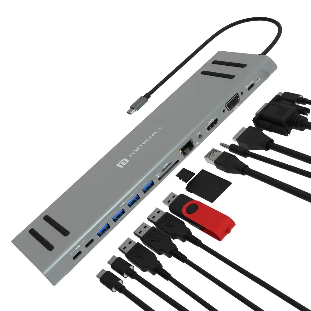 Portronics Mport 13C (POR 1763) 13-in-1 USB-C Docking Station with 4K HDMI Output and Multi-Port Connectivity