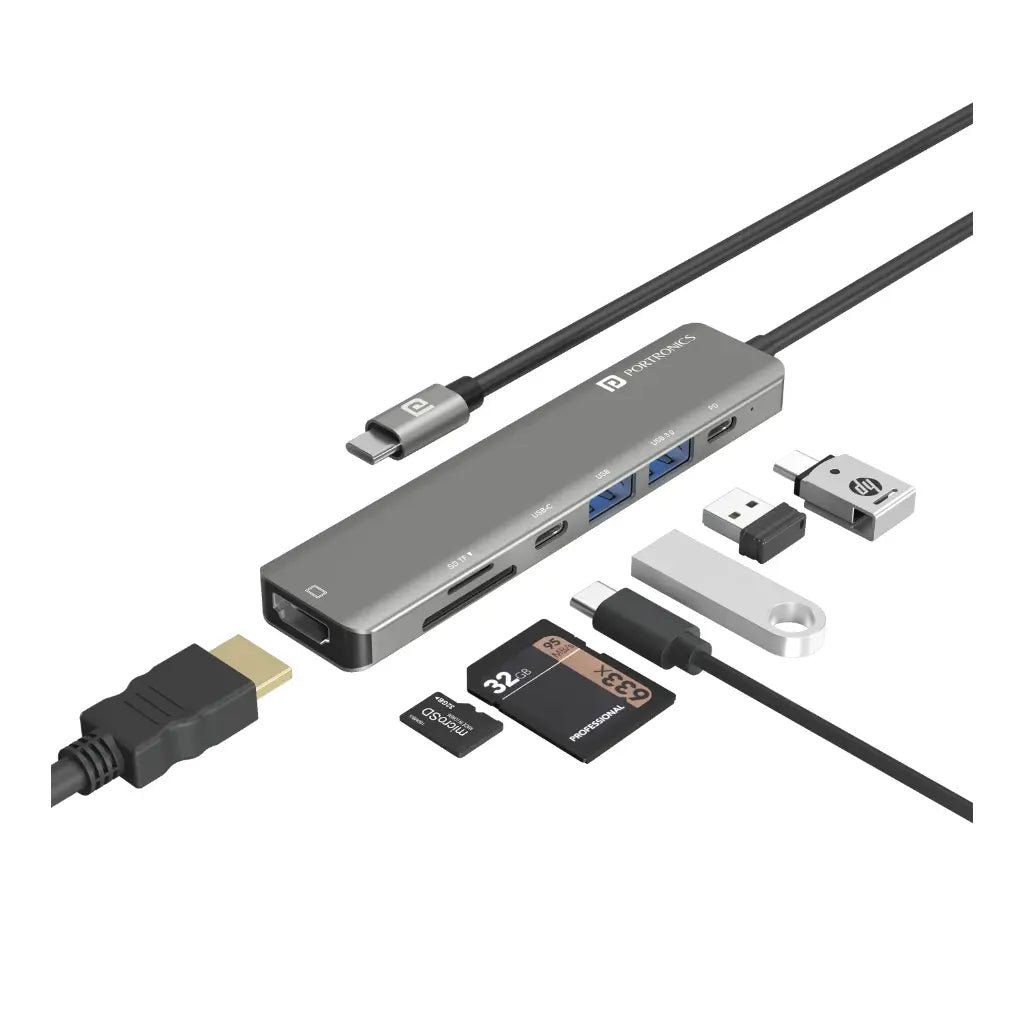 Portronics Mport 52 POR 1631 7-in-1 USB-C Multiport Adapter with 4K HDMI Output