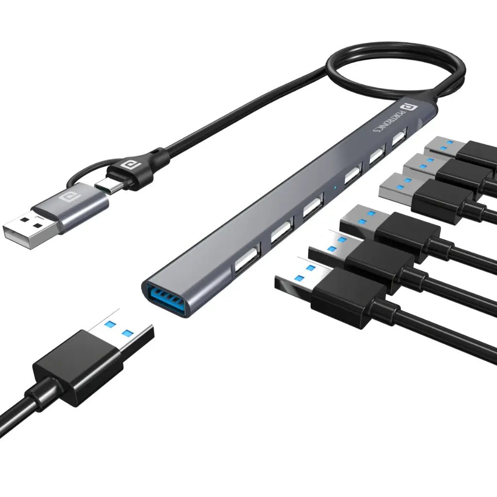 Portronics Mport 7 (POR 1792) 7-Port USB Hub with Type-C and USB-A Convertible Connectors