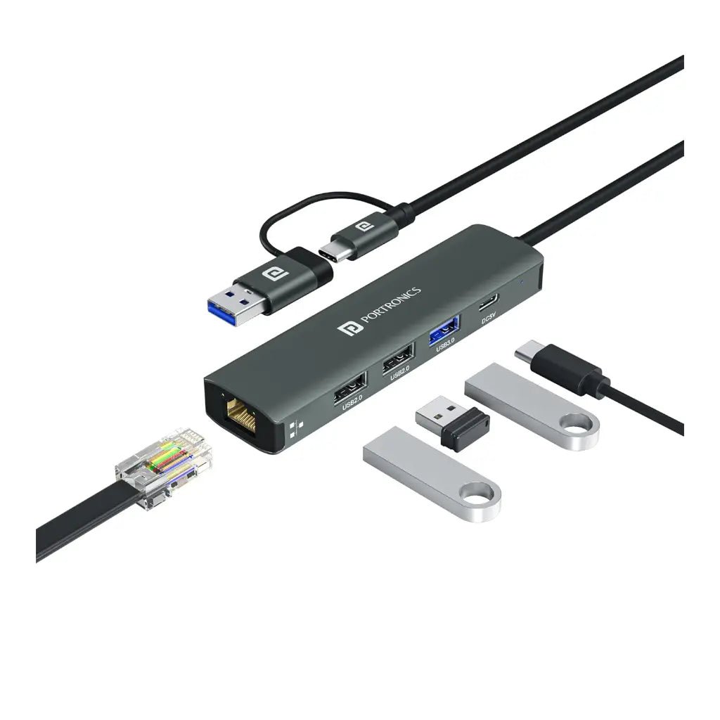 Portronics Mport Edge POR 2931 5-in-1 USB-C Hub with Multi-Port Connectivity