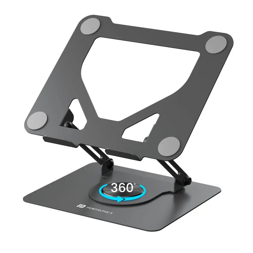 Portronics My Buddy K11 Foldable Laptop Stand with 360-Degree Rotation and Adjustable Height