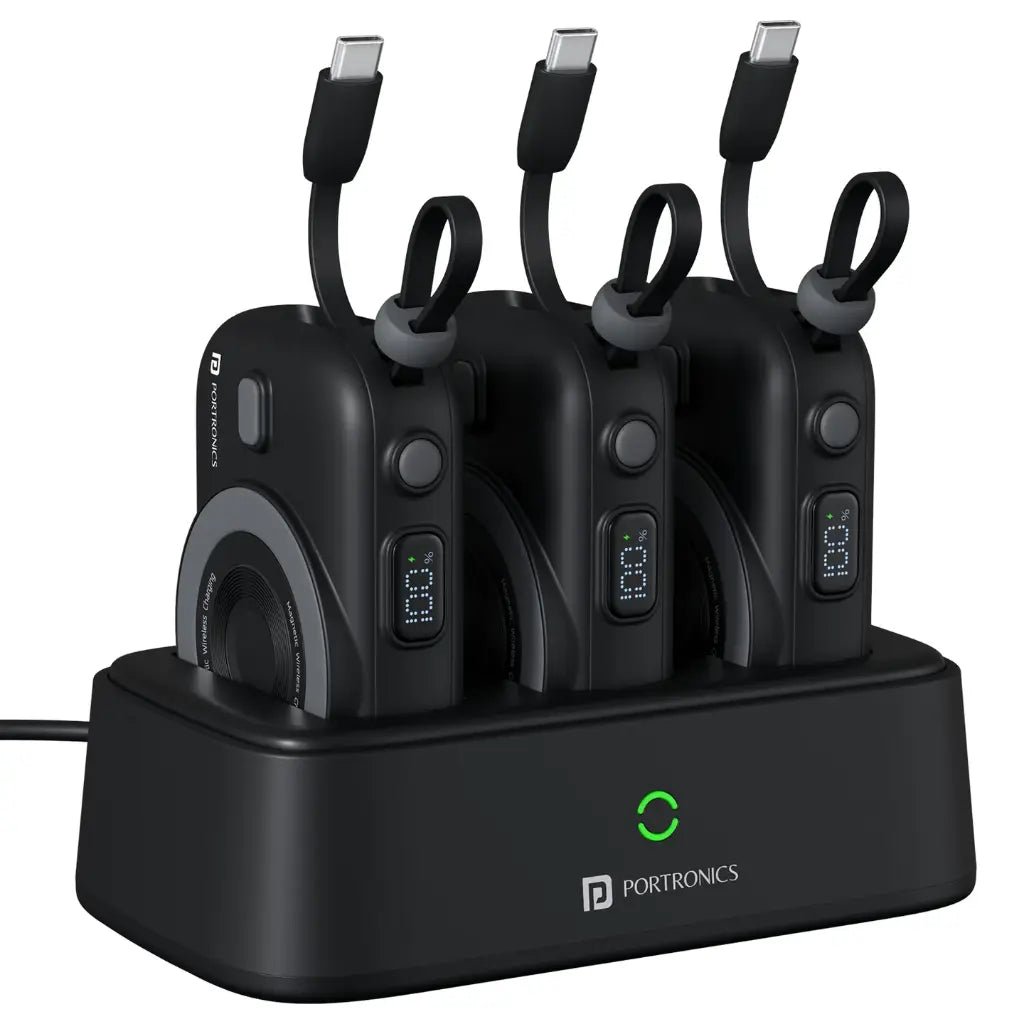 Portronics Power Shutter Home POR 2901 3-in-1 Modular Charging Station with Three 10000mAh Detachable Power Banks