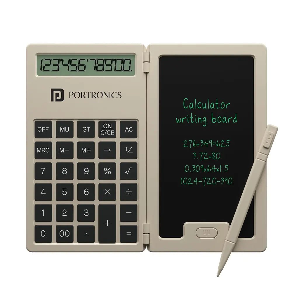 Portronics Ruffpad Calc Mini POR 2078 2-in-1 Portable LCD Writing Tablet with Integrated 12-Digit Calculator