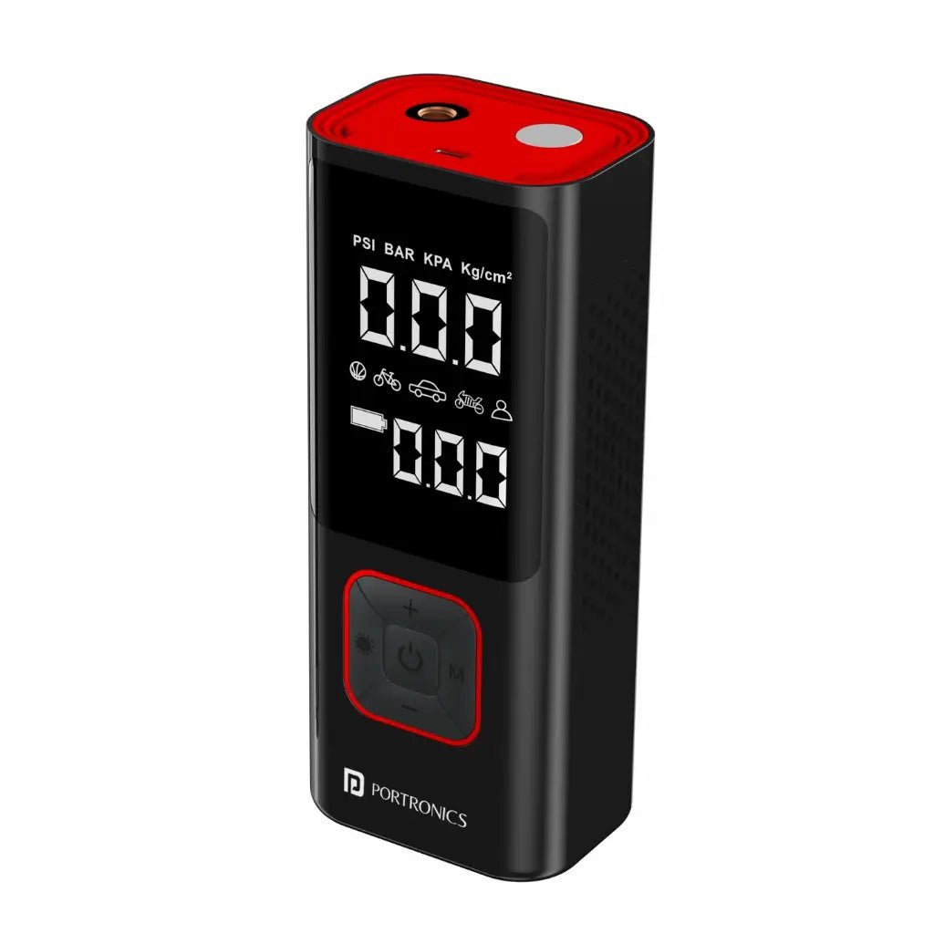 Portronics Vayu 2.0 Portable Rechargeable Tyre Inflator with 150 PSI Capacity