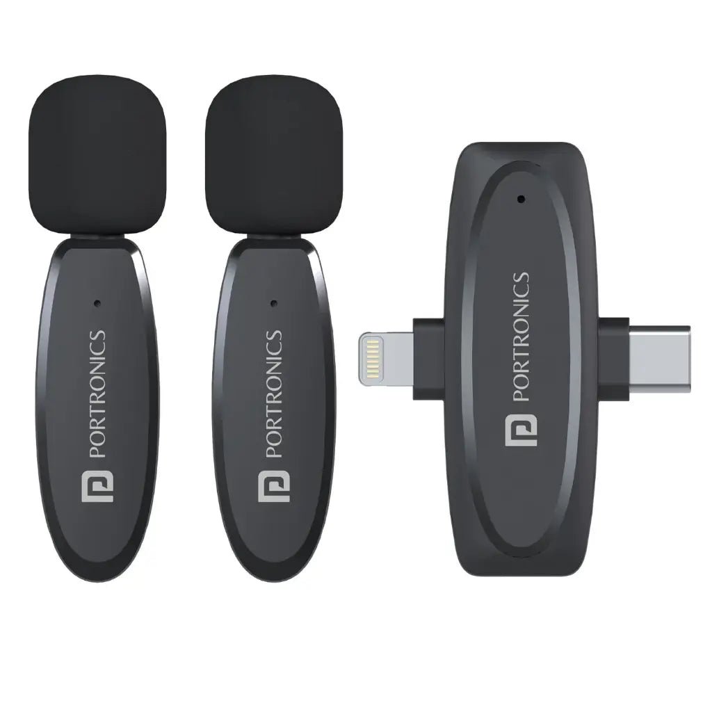 Portronics Vlogmate POR 2320 Dual Wireless Lavalier Microphone System with Type-C Receiver