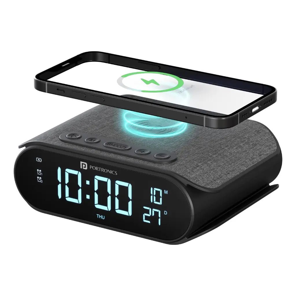 Portronics VoltClock POR 2129 15W Fast Wireless Charging Station with Dual Alarm Clock and Digital Display