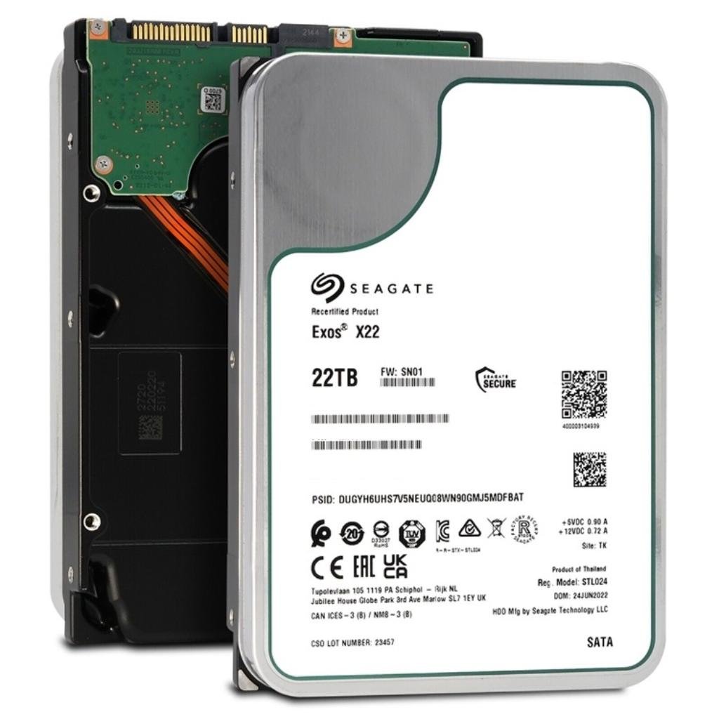 Seagate Exos X22 22TB 7200RPM SATA III 3.5-inch Helium-Sealed CMR Enterprise Hard Drive for NAS and Data Centers