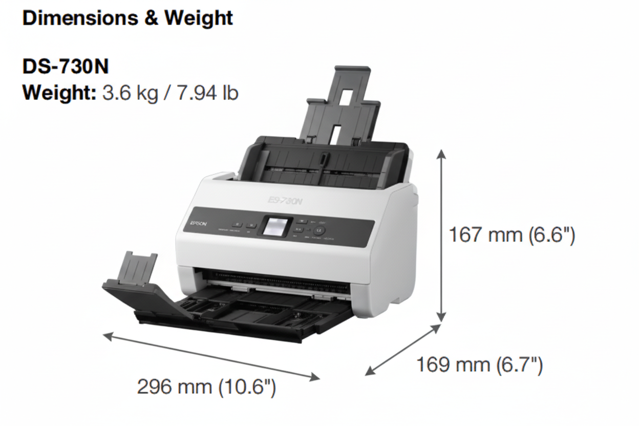 Epson DS-730N High-Speed Network Color Document Scanner with 100-Sheet ADF and Duplex Scanning