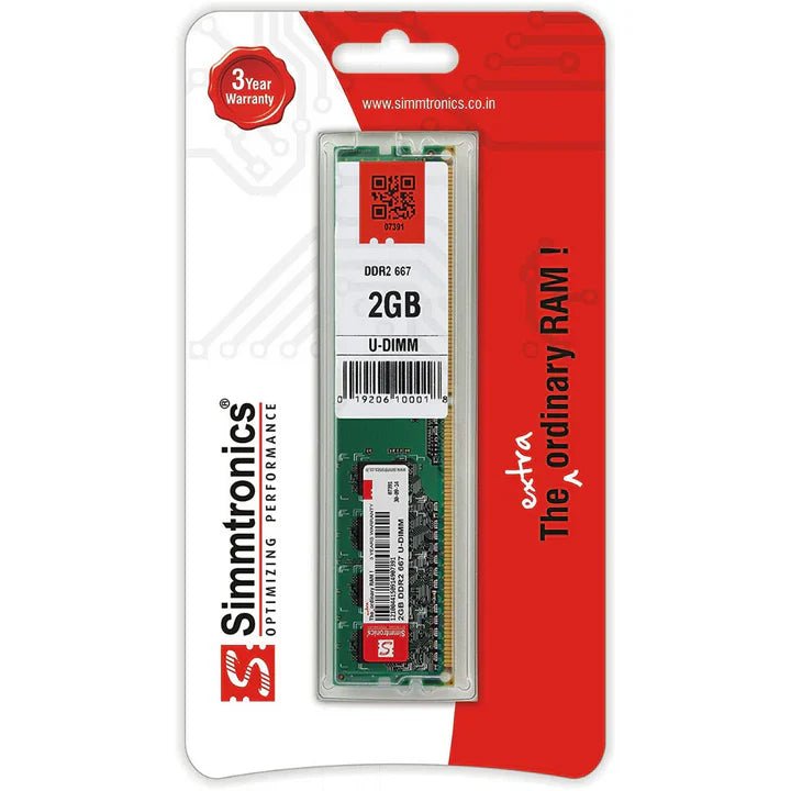 Simmtronics 2GB DDR2 667MHz Desktop RAM Memory Module - 3 Year Warranty (Pack of 1)