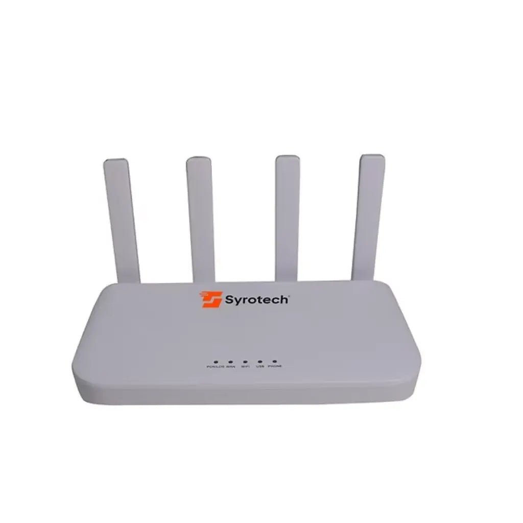 Syrotech XPON ONT WiFi 6 AX3000 Router with 4 Gigabit LAN Ports and VoIP Support