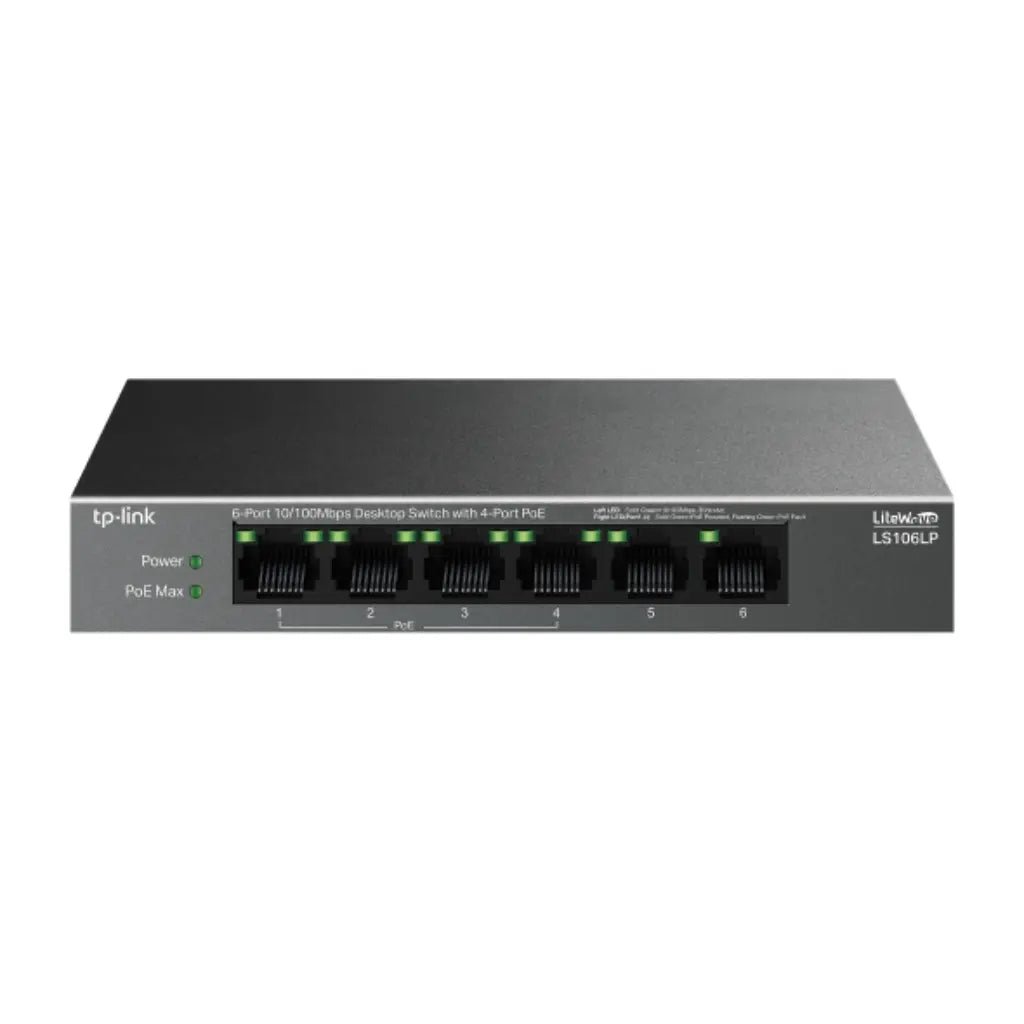 TP-Link LS106LP 6-Port 10/100Mbps Desktop Switch with 4 PoE+ Ports and 41W PoE Budget
