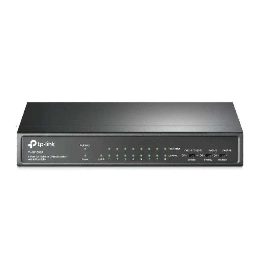 TP-Link TL-SF1009P 9-Port 10/100Mbps Desktop Switch with 8 PoE+ Ports (65W Power Budget)