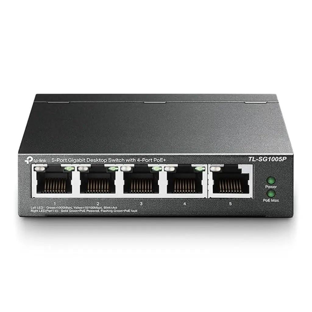 TP-Link TL-SG1005P 5-Port Gigabit Ethernet Desktop Switch with 4 PoE+ Ports (65W Power Budget)