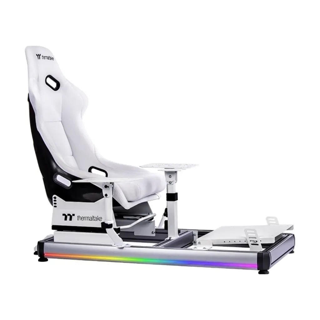 Thermaltake GF500 Snow White Aluminum Flight Simulator Cockpit with RGB Gaming Seat