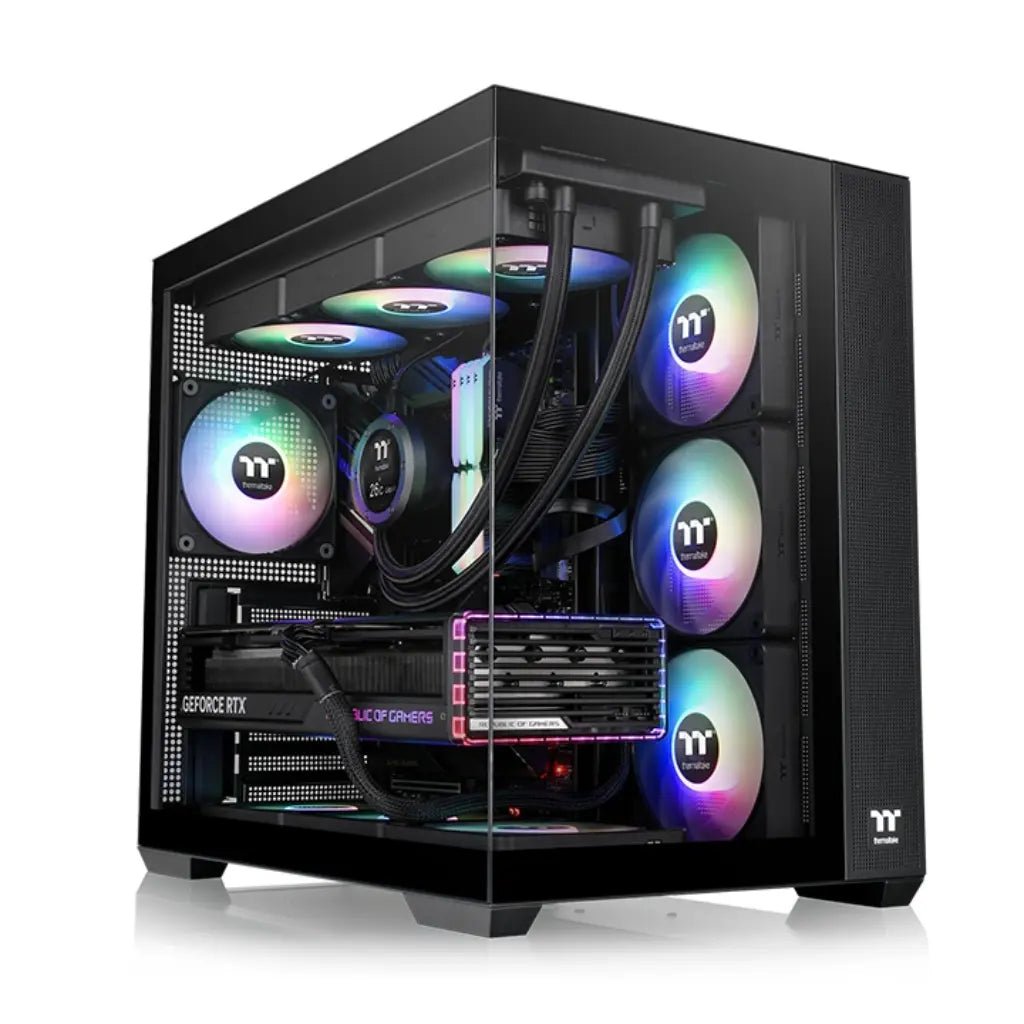 Thermaltake View 380 TG ARGB ATX Mid Tower Tempered Glass Computer Case - Black