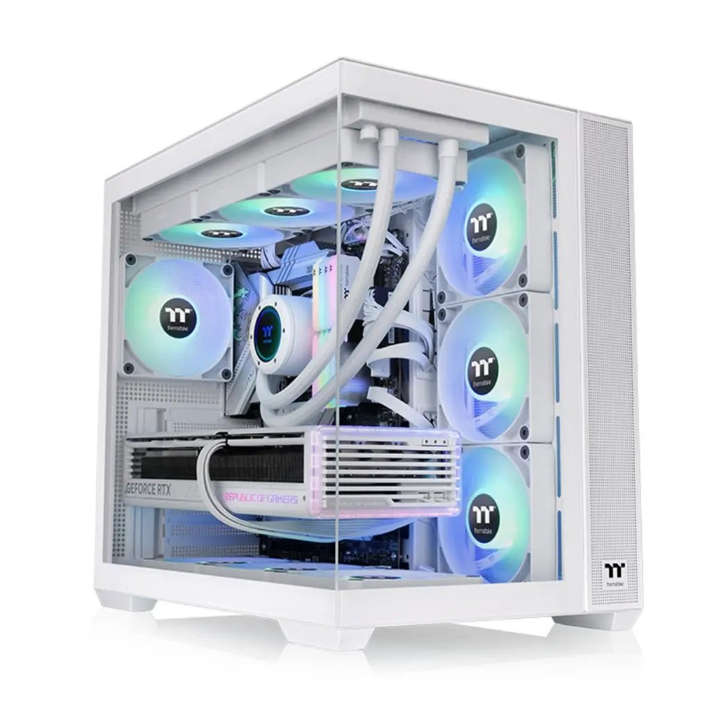 Thermaltake View 380 TG ARGB ATX Mid Tower Tempered Glass Computer Case - Snow Edition