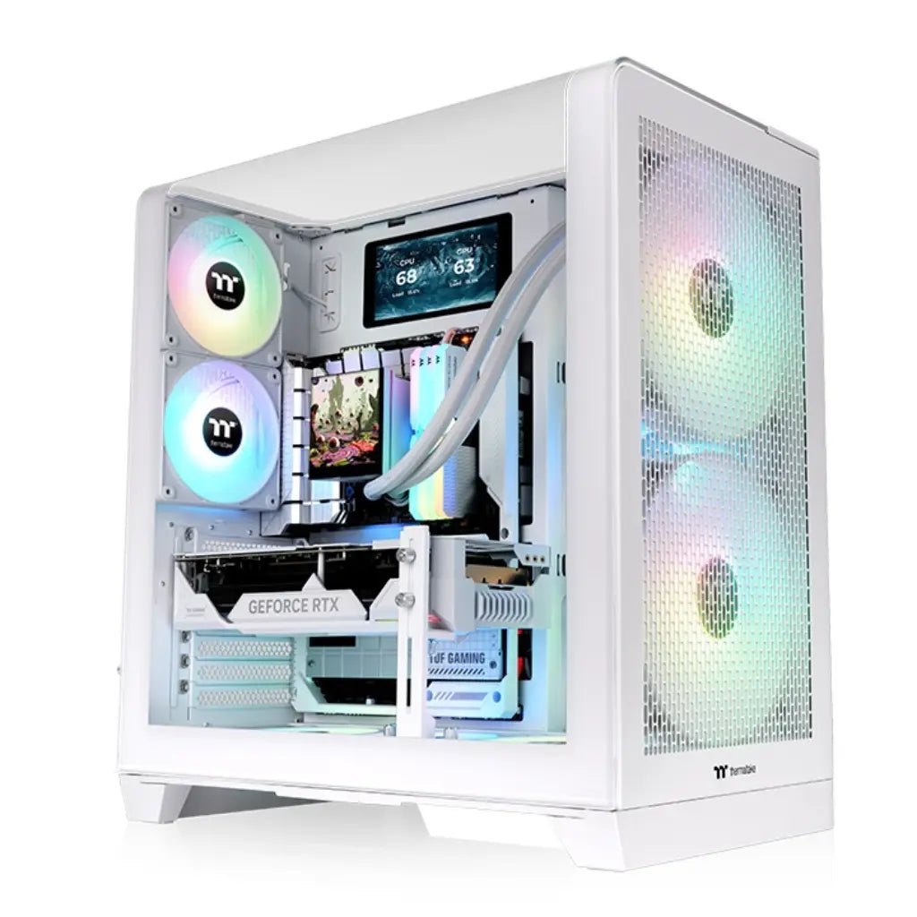 Thermaltake View 390 Air Snow ATX Mid Tower PC Case with Curved Tempered Glass and High-Airflow Mesh Front Panel