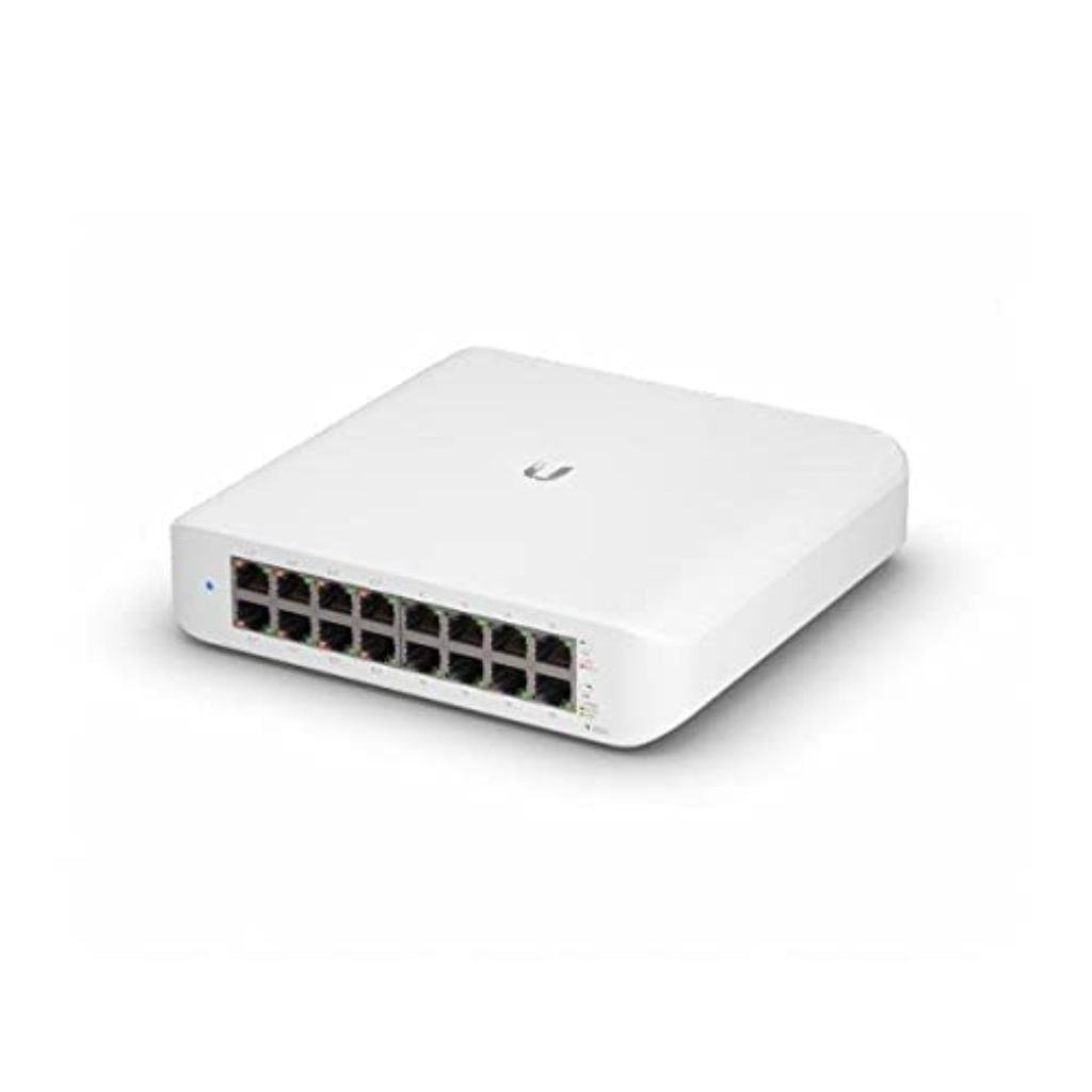 Ubiquiti UniFi Switch Lite 16-Port Layer 2 PoE Managed Switch with Fanless Cooling and Wall Mount Capability