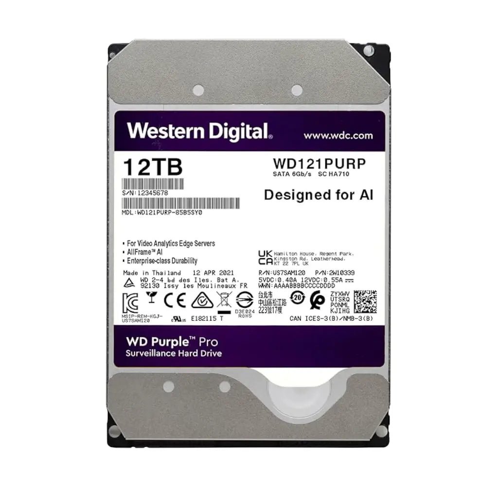 Western Digital Purple Pro 12TB 3.5-inch SATA 7200RPM Surveillance Internal Hard Drive
