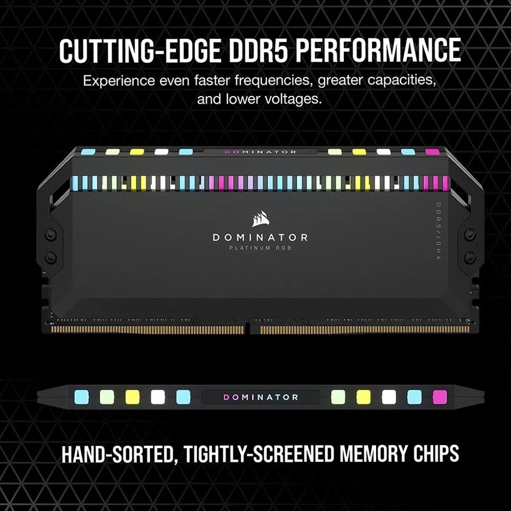 Corsair Dominator Platinum RGB 64GB (2x32GB) DDR5 6800MHz CL40 High-Performance Gaming Desktop Memory Kit