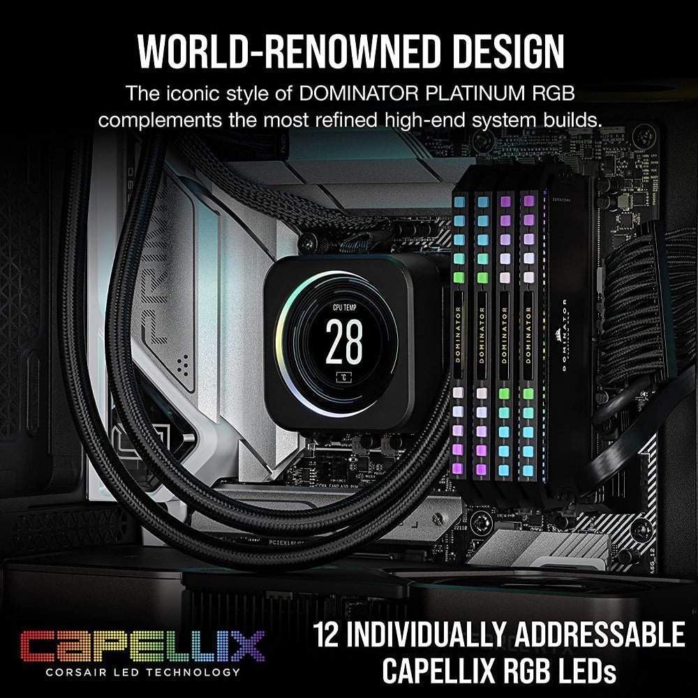 Corsair Dominator Platinum RGB 64GB (2x32GB) DDR5 6800MHz CL40 High-Performance Gaming Desktop Memory Kit