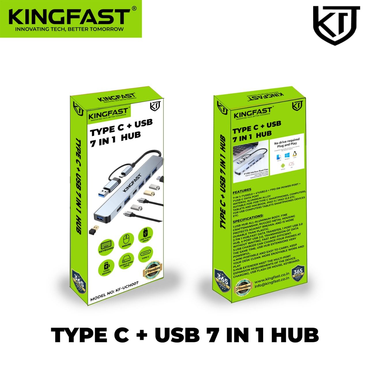 KINGFAST 7-in-1 USB-C Docking Station with 4K HDMI