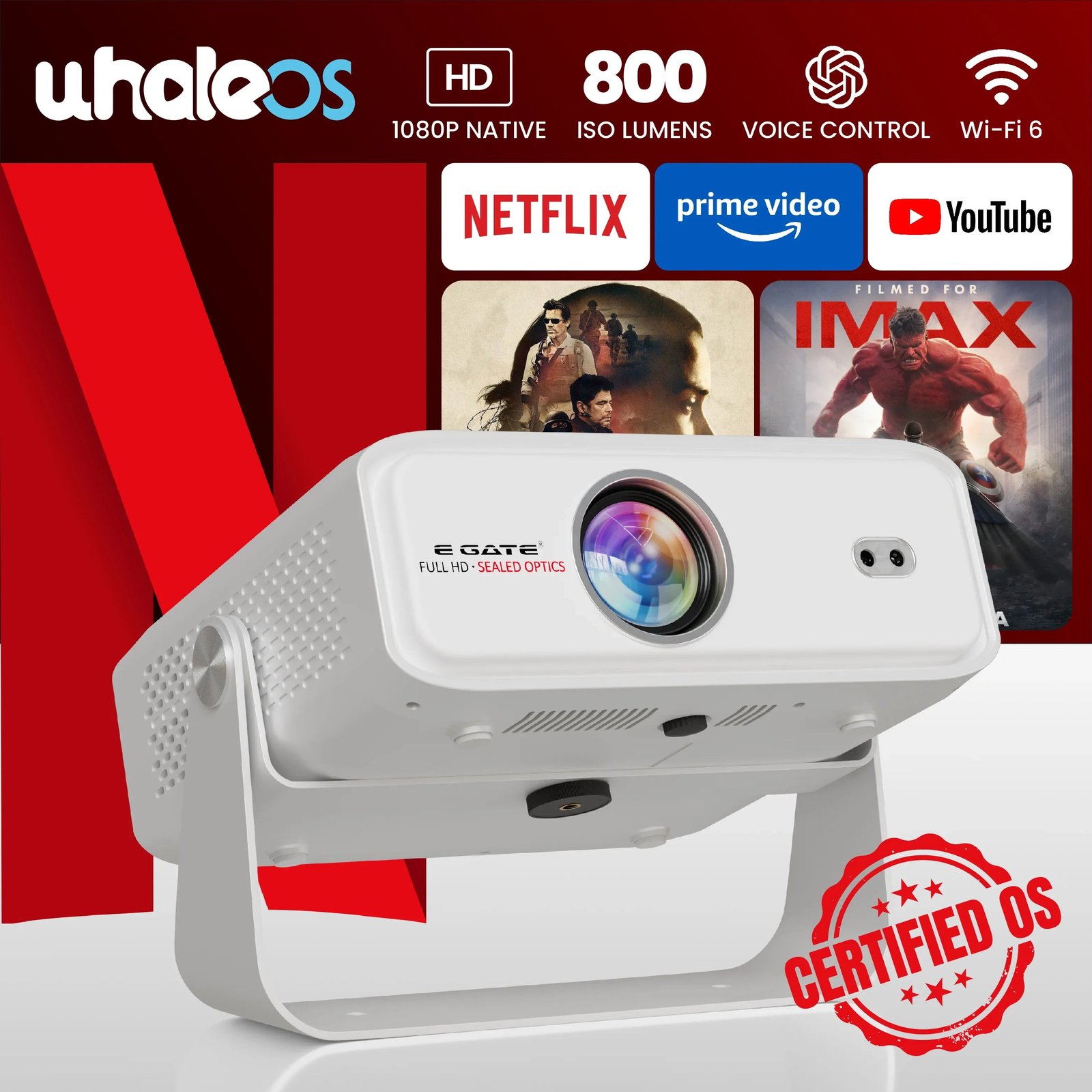 E Gate EO9022 8X Dust-Free Full HD Smart Projector