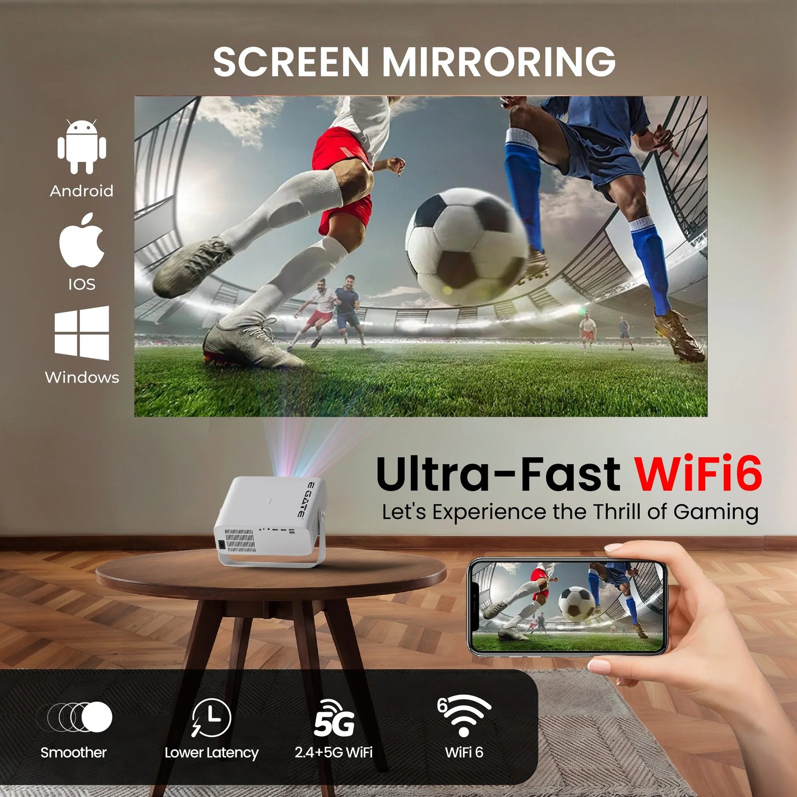 E Gate EO9022 8X Dust-Free Full HD Smart Projector