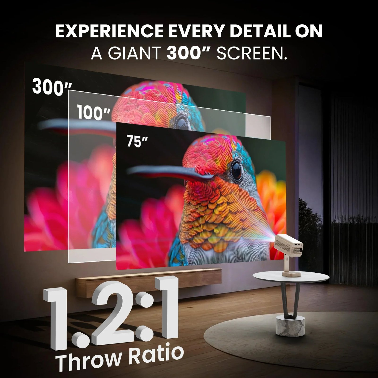 EGATE Atom 4X Plus Smart Android Projector - Native 1080P Resolution with 4K Support