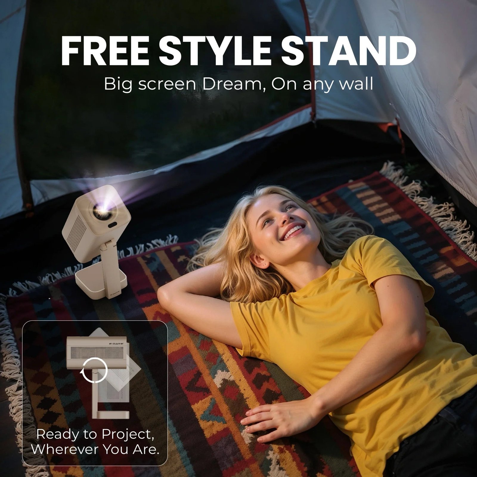 EGATE Atom 4X Plus Smart Android Projector - Native 1080P Resolution with 4K Support