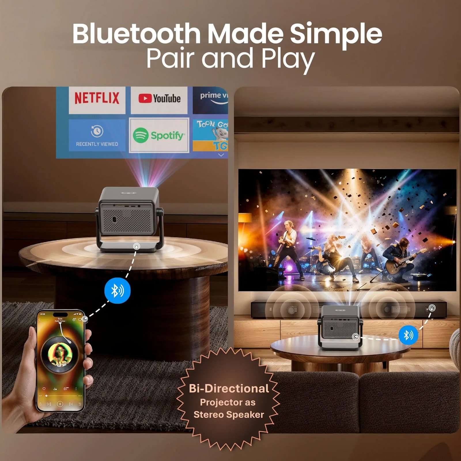 EGATE Duster 5X (EGi9M) 1080P Full HD Android Smart Projector with WiFi 6 and Dust-Free Technology