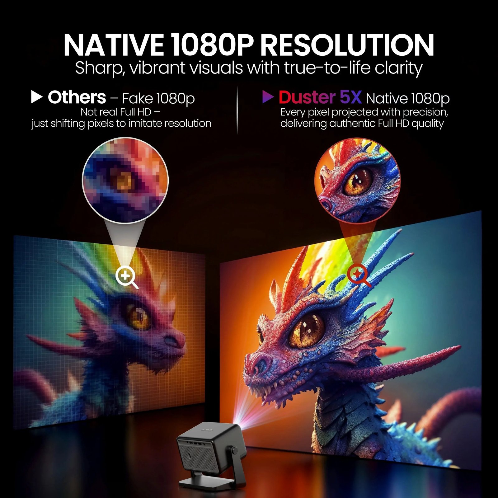 EGATE Duster 5X (EGi9M) 1080P Full HD Android Smart Projector with WiFi 6 and Dust-Free Technology
