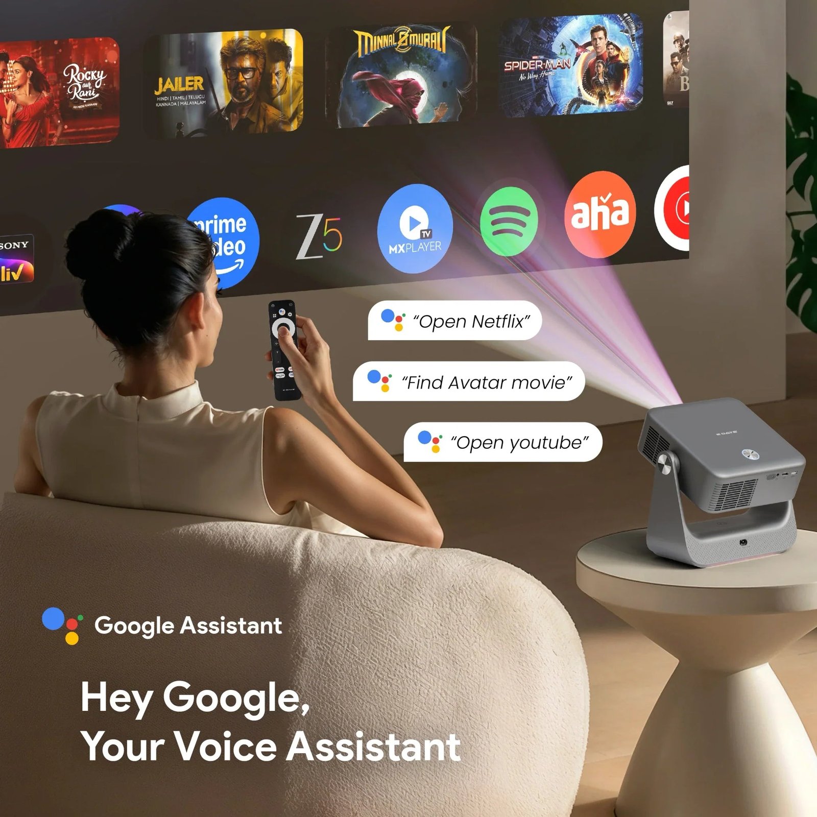 EGATE Zen 7X Full HD Google TV Projector with 4K Decoding for Home Cinema