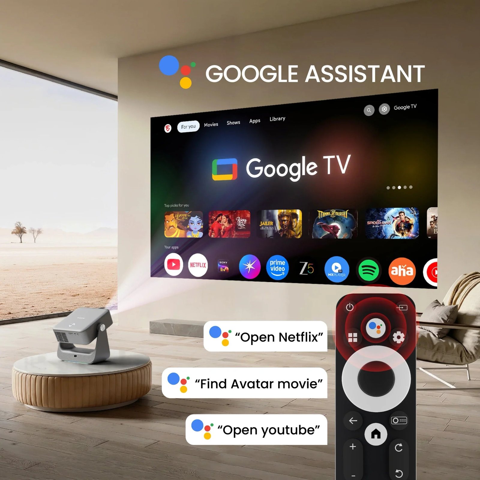 EGATE Zen 7X Full HD Google TV Projector with 4K Decoding for Home Cinema