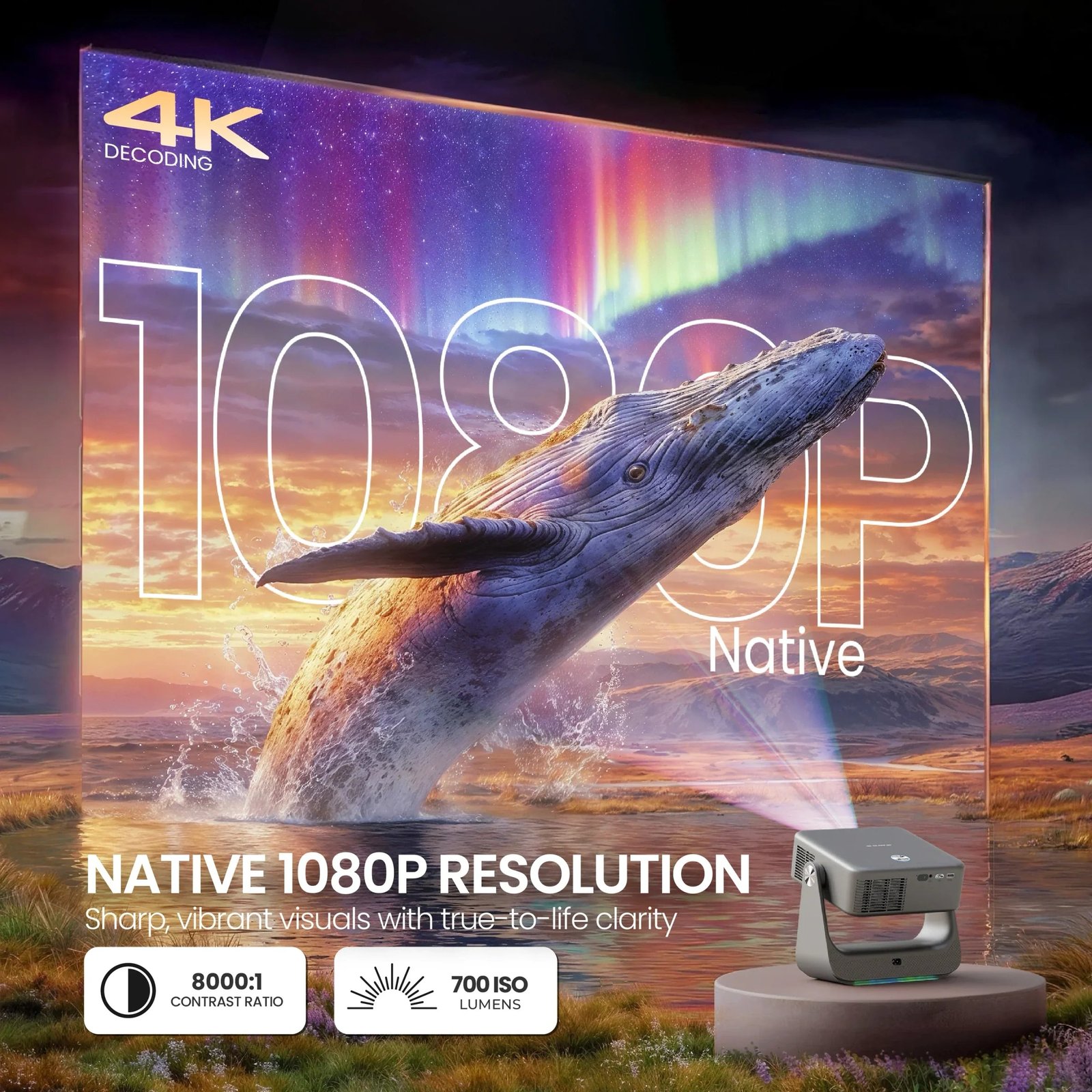 EGATE Zen 7X Full HD Google TV Projector with 4K Decoding for Home Cinema