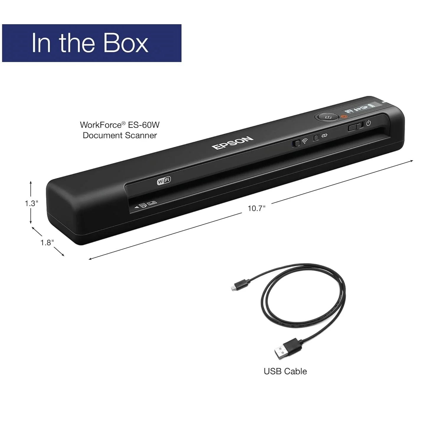 Epson WorkForce ES-60W Wireless Portable Sheetfed Document Scanner for Business and Home Office