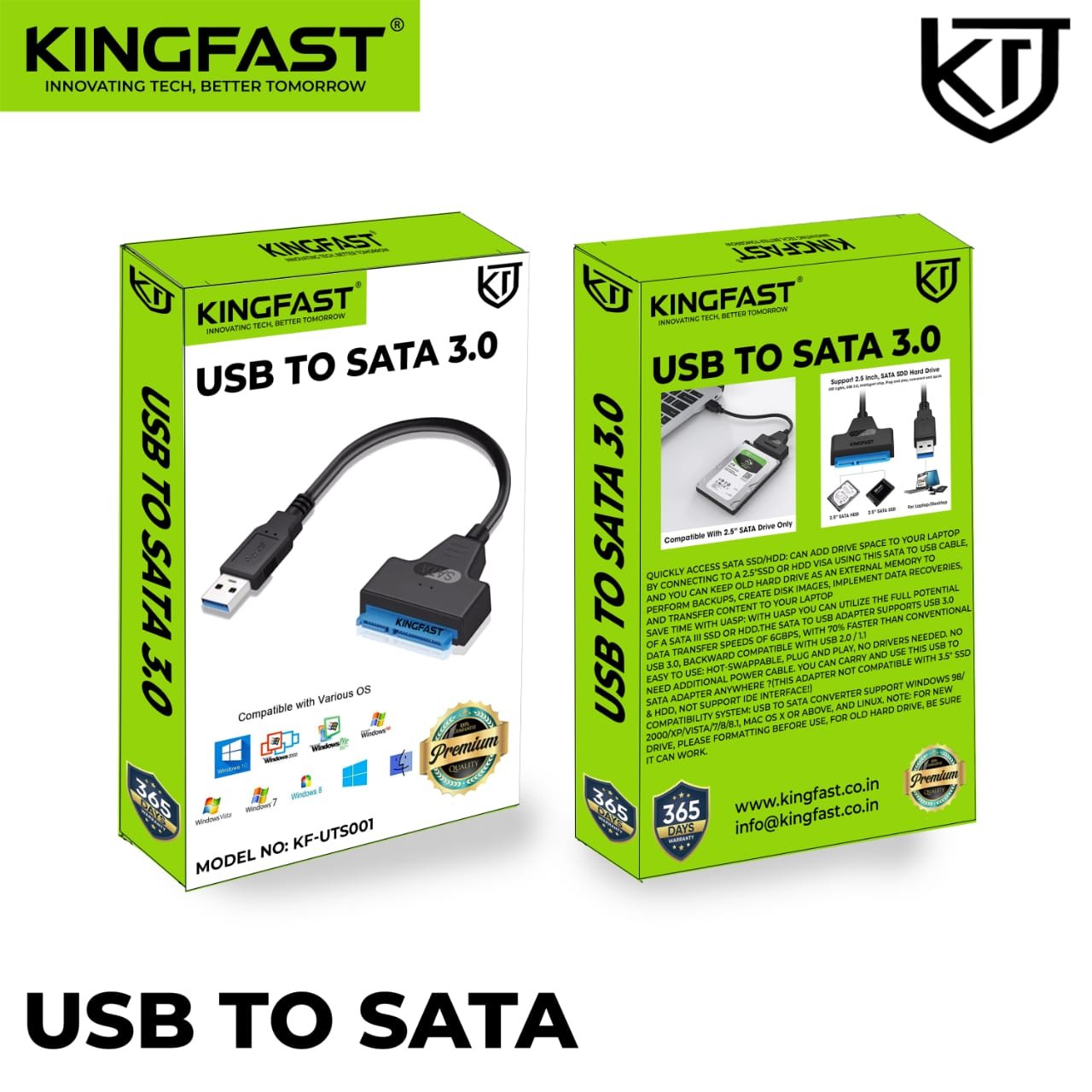 KINGFAST USB 3.0 to SATA Adapter Cable for 2.5-inch SSD and HDD Hard Drives
