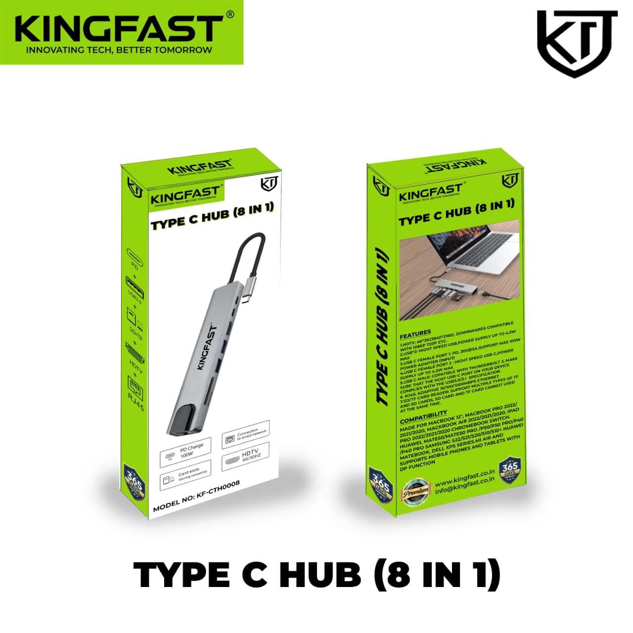 KINGFAST 8-in-1 USB-C Docking Station with 4K HDMI