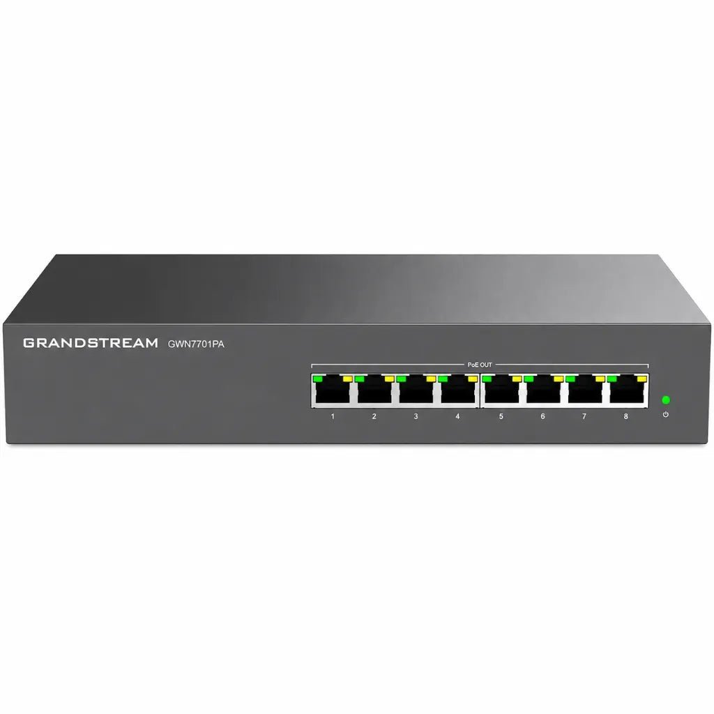 Grandstream GWN7701PA 8-Port Gigabit PoE+ Unmanaged Network Switch with 8 PoE+ Ports