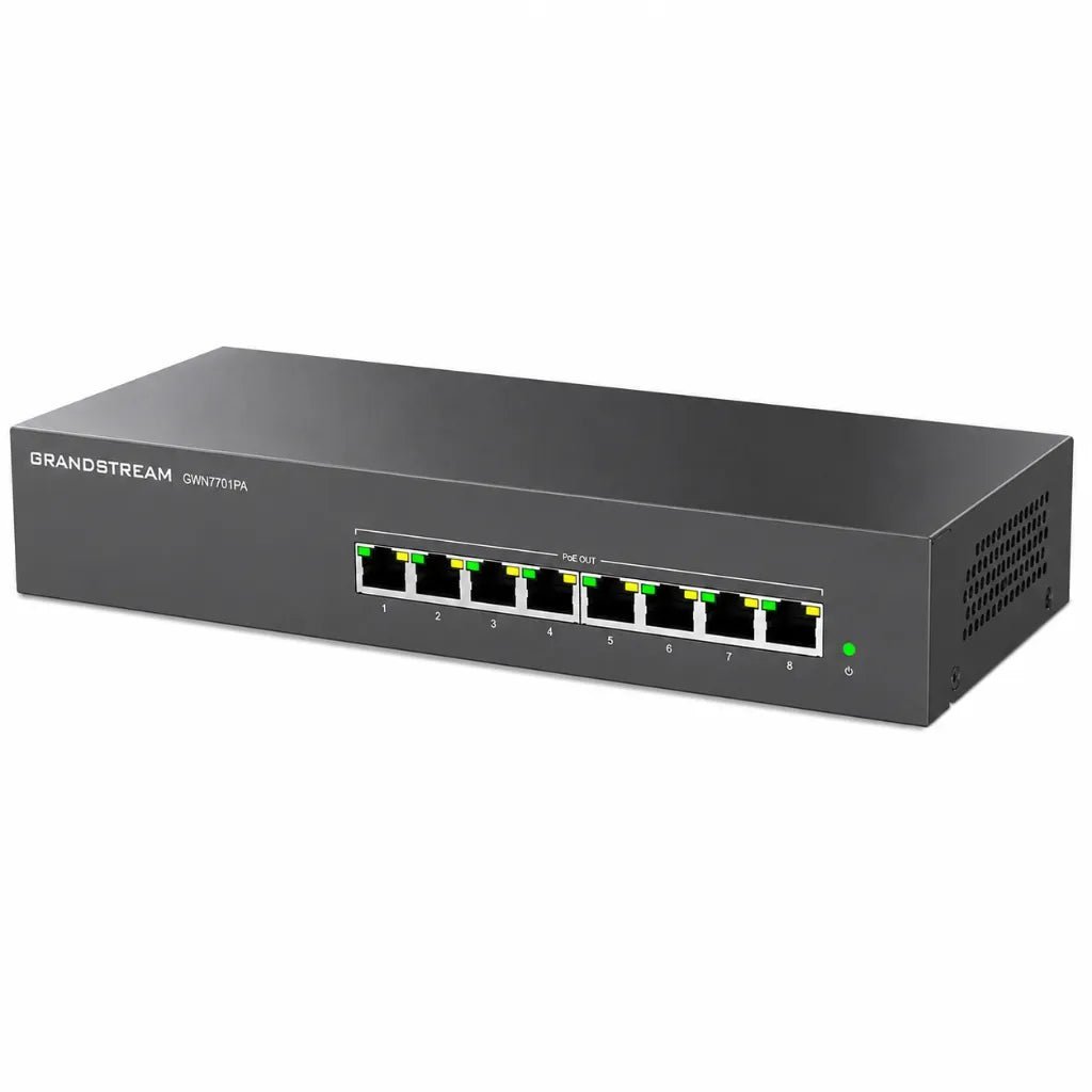 Grandstream GWN7701PA 8-Port Gigabit PoE+ Unmanaged Network Switch with 8 PoE+ Ports