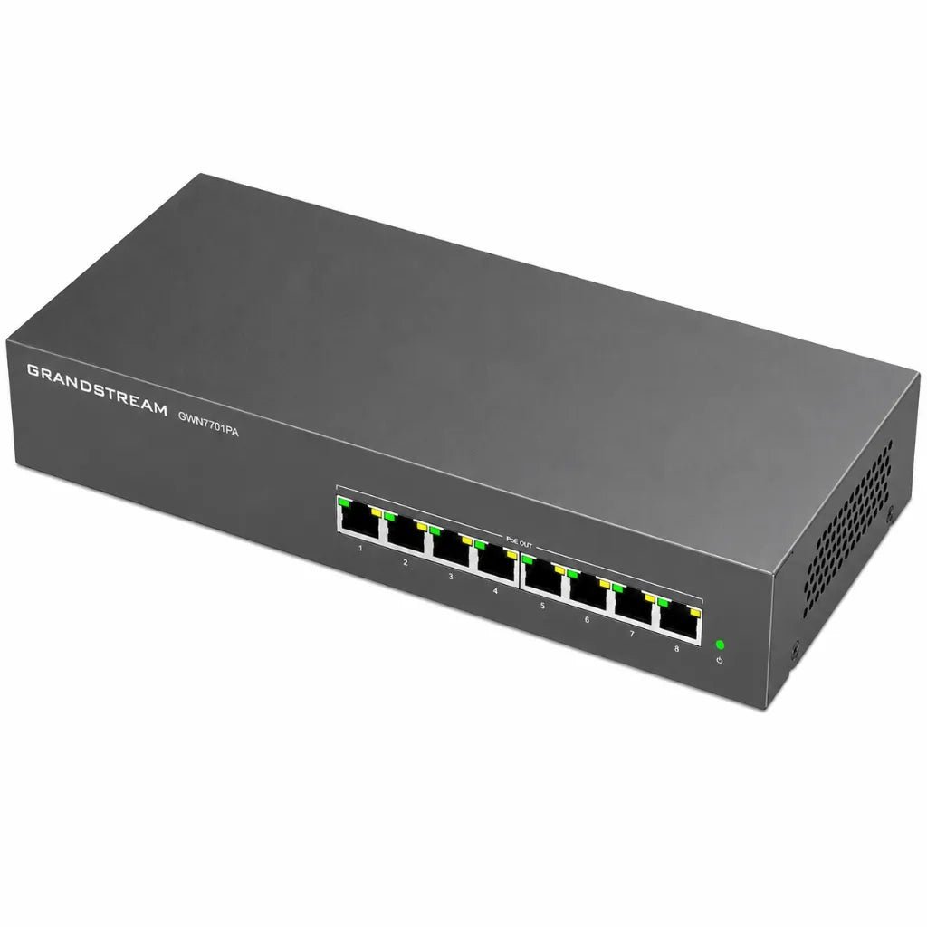 Grandstream GWN7701PA 8-Port Gigabit PoE+ Unmanaged Network Switch with 8 PoE+ Ports