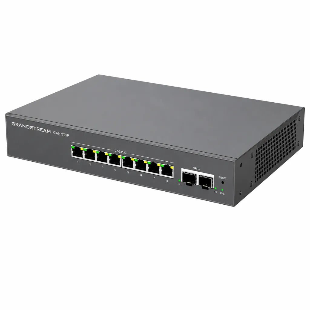 Grandstream GWN7721P 8-Port 2.5G PoE+ Managed Network Switch with 2x 10G SFP+ Uplinks