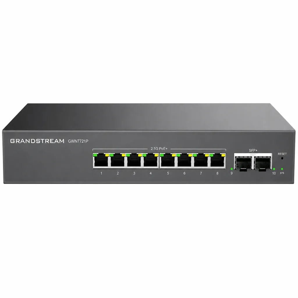 Grandstream GWN7721P 8-Port 2.5G PoE+ Managed Network Switch with 2x 10G SFP+ Uplinks