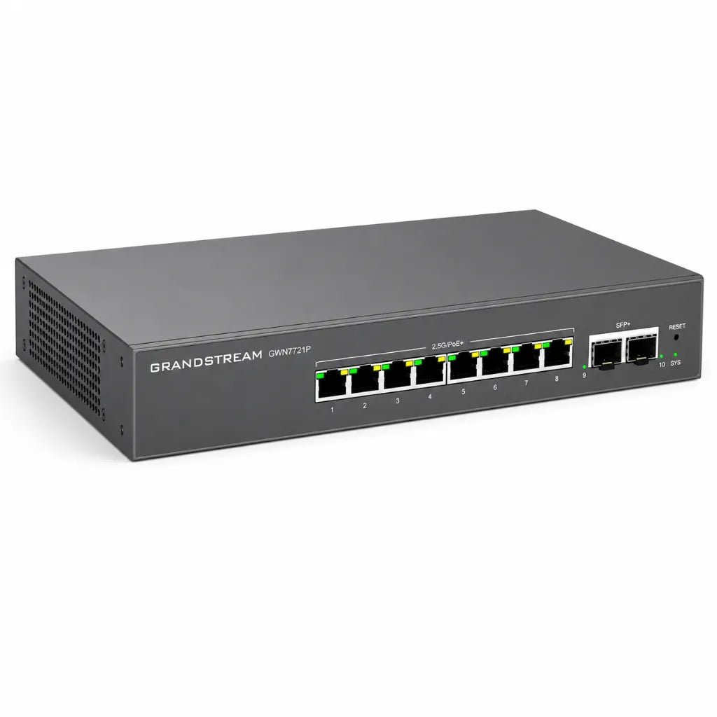 Grandstream GWN7721P 8-Port 2.5G PoE+ Managed Network Switch with 2x 10G SFP+ Uplinks