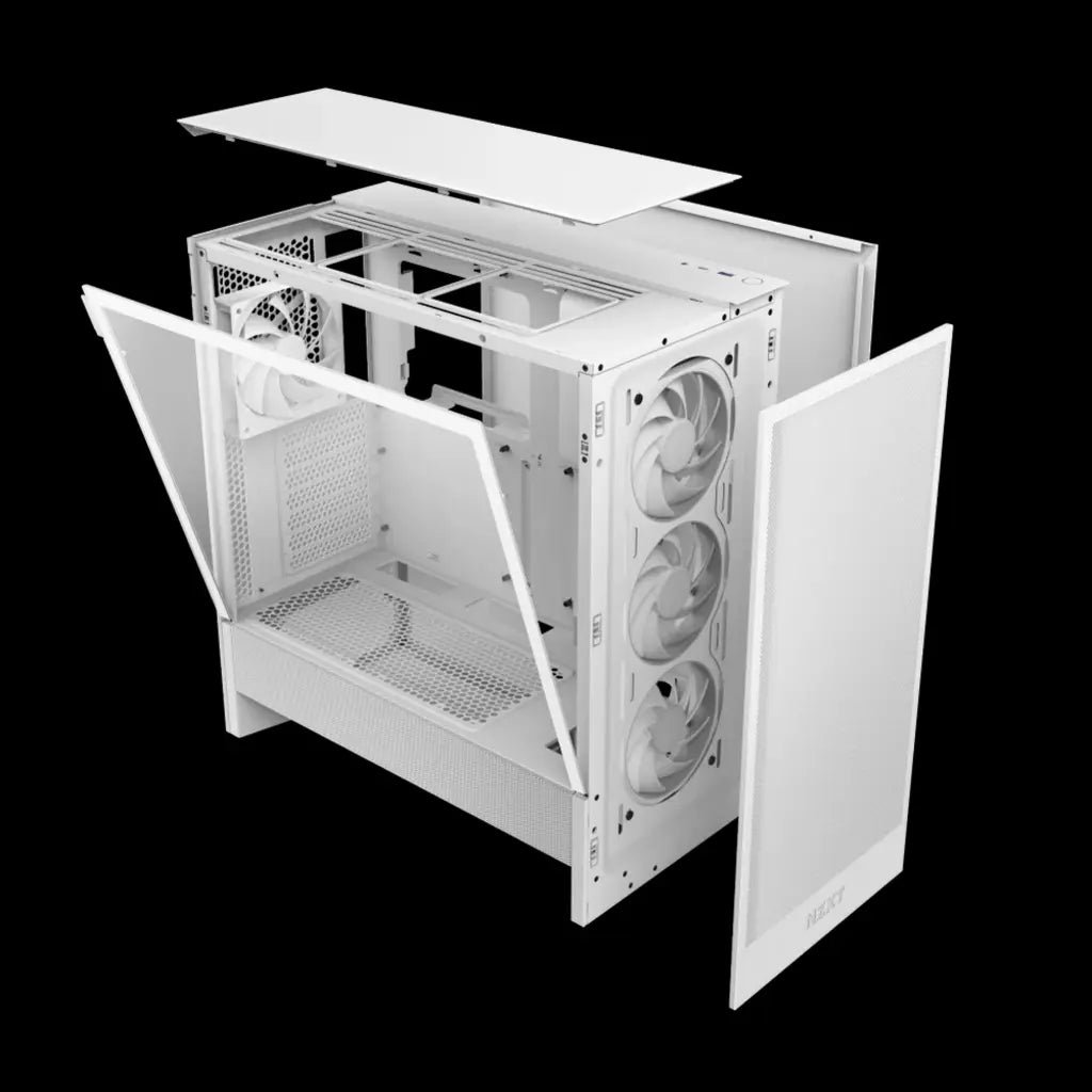 NZXT H5 Flow RGB High Airflow ATX Mid-Tower Gaming Case with Tempered Glass - White