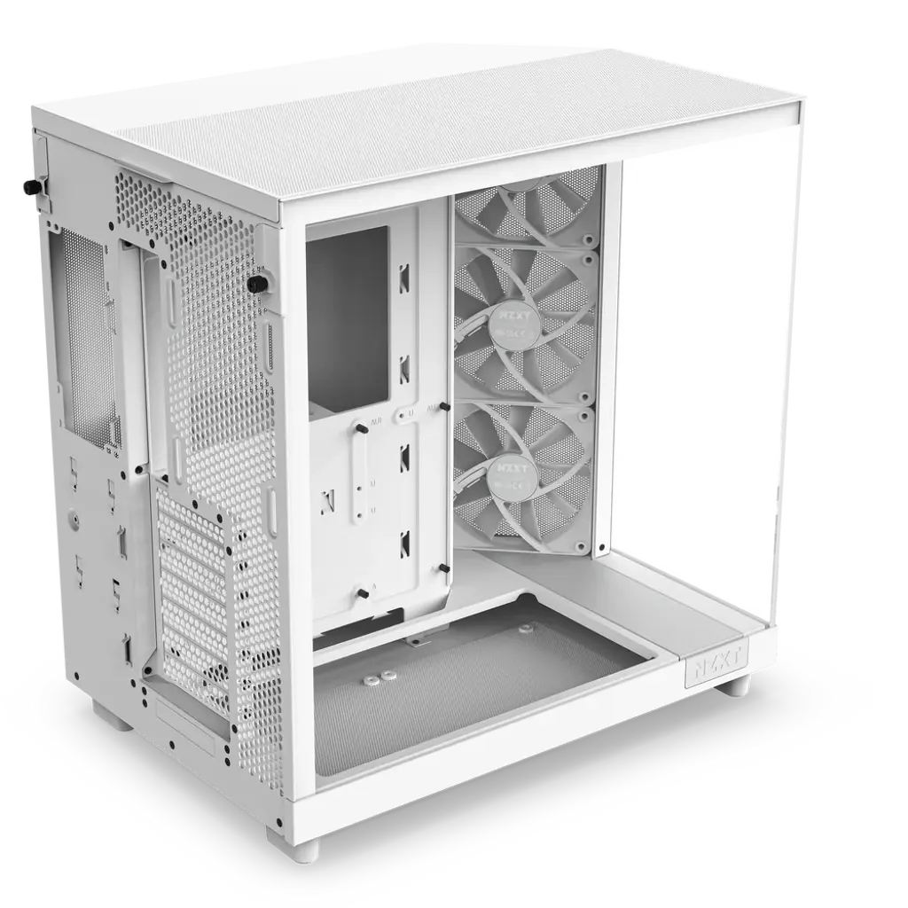 NZXT H6 Flow Compact Dual-Chamber Mid-Tower PC Gaming Case with Tempered Glass Panels - White