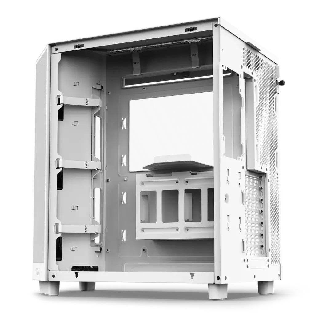 NZXT H6 Flow Compact Dual-Chamber Mid-Tower PC Gaming Case with Tempered Glass Panels - White