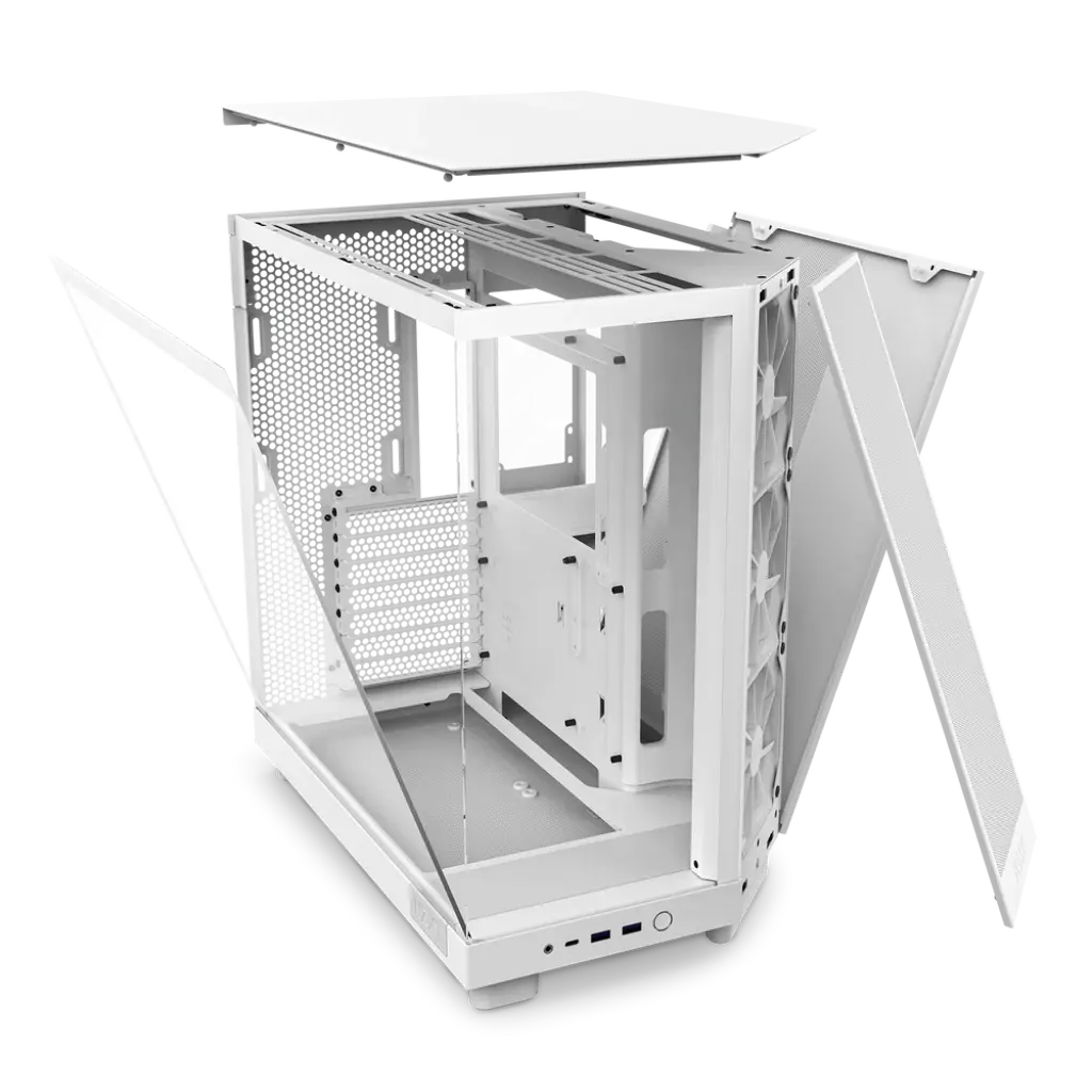 NZXT H6 Flow Compact Dual-Chamber Mid-Tower PC Gaming Case with Tempered Glass Panels - White