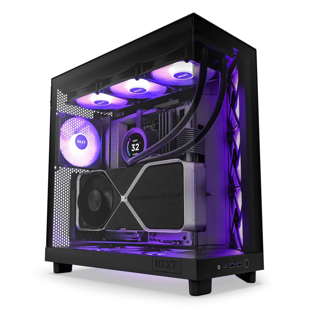 NZXT H6 Flow RGB Compact Dual-Chamber Mid-Tower PC Gaming Case with Tempered Glass